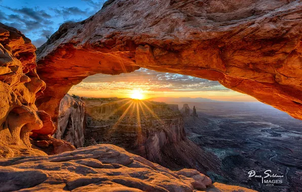 Landscape, nature, rocks, canyon, Mesa Arch, Glow and Shadows