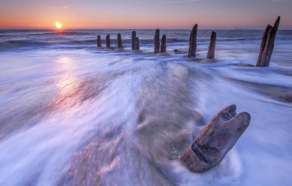 Sea, landscape, sunset, nature
