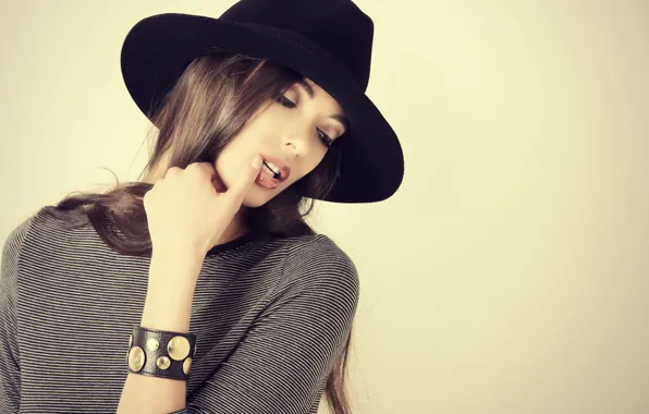 Picture girl, hat, hairstyle, long hair