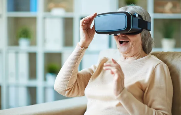 Picture woman, Oculus, surprise, eyewear, virtual reality
