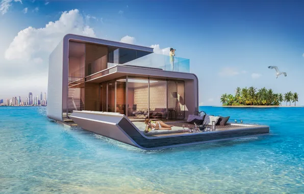 Design, the city, architecture, Laguna, projects, marine Villa, Architecture Design, Floating House