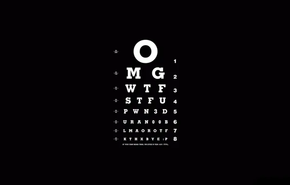 White, letters, black, vision screening, different font