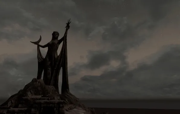 Dawn, Skyrim, statue, azura, daedra