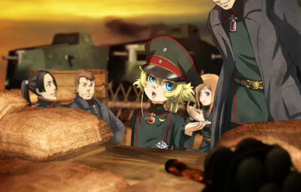 Girl, soldier, chaos, military, war, anime, chibi, man