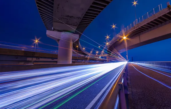 City, long exposure, Lines from a Point at Infinity