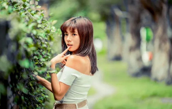 Girl, Asian, cutie, bokeh