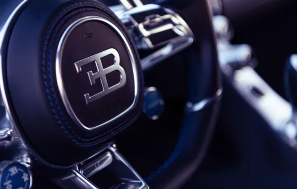Picture Bugatti, logo, steering wheel, Chiron, Bugatti Chiron