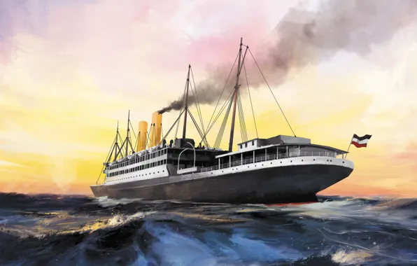 Picture sea, wave, ship, steamer, AMERIKA, Transatlantic Ships