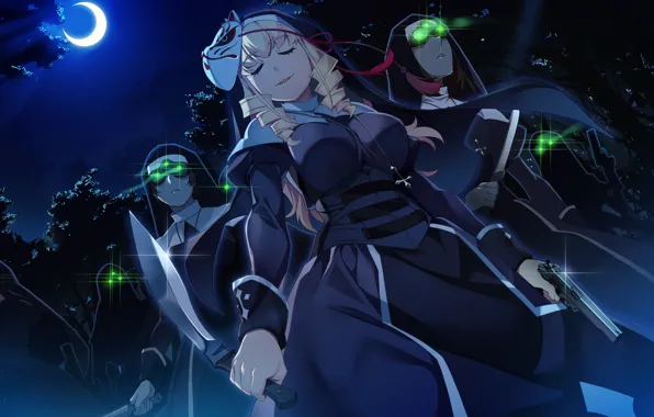 Night, girls, robes, Grisaia: Phantom Trigger