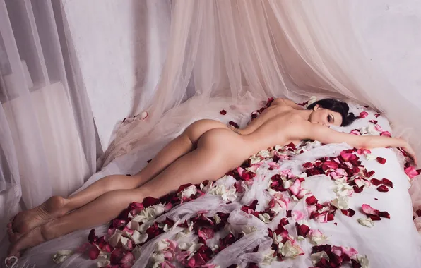 Ass, ass, naked, back, barefoot, figure, brunette, girl