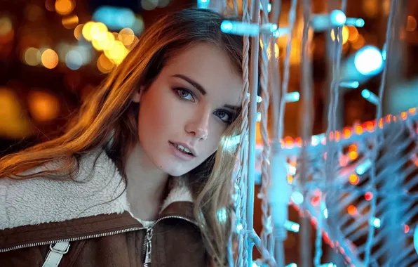 Look, girl, light, hair, garland, Irina Regent