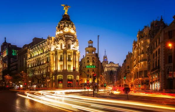 Road, lights, movement, home, the evening, excerpt, lights, Spain