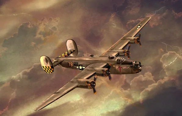 Picture artwork, B-24, heavy bomber, Сonsolidated