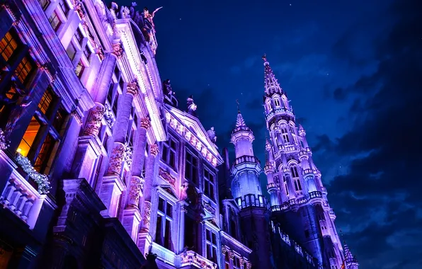The sky, night, clouds, lights, home, Belgium, Brussels