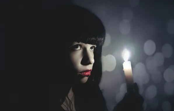 Girl, mood, candles