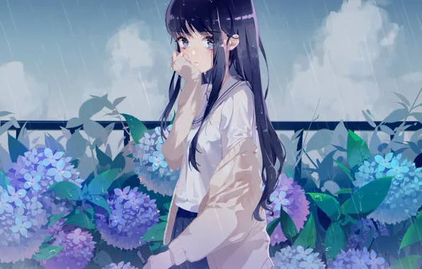 Girl, background, anime