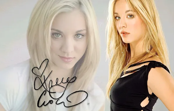 Face, blonde, top, Kaley Cuoco, autograph