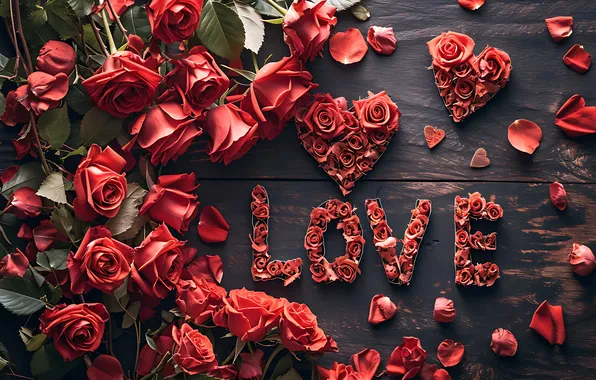 Love, flowers, romance, heart, roses, love, happy, Valentine's day