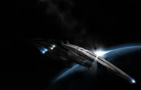 Picture space, the game, ship, planet, game, space, Normandy, mass effect