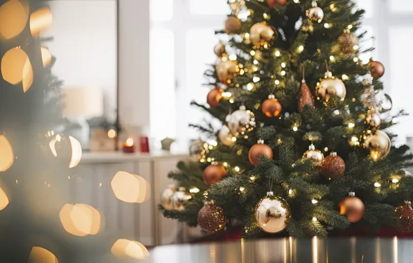 Balls, Christmas, New year, tree, gold plated, herringbone, elegant, gold