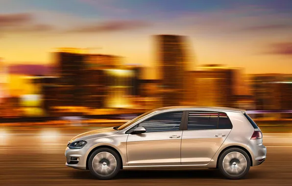 Machine, the city, movement, side view, volkswagen golf VII