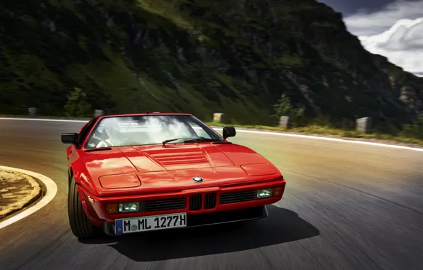 Picture red, movement, turn, BMW, BMW M1, E26, M1