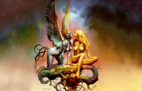 Chest, Blonde, Wings, Tits, Siren, Naked, Tail, Paws