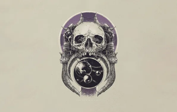 Minimalism, Skull, Space, Bones, Art, Sake, Illustration, Bones
