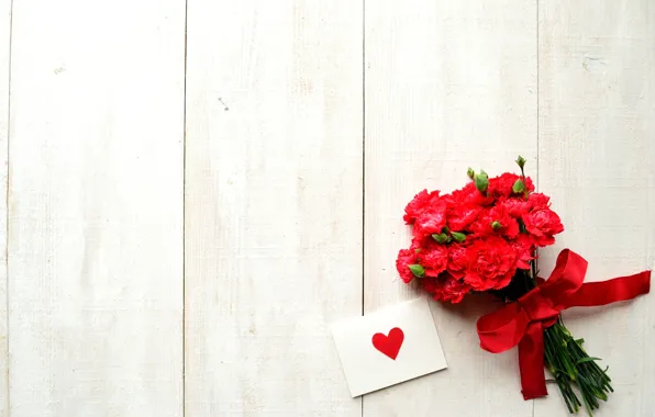 Flowers, holiday, tape, heart, bow, postcard, Valentine's Day, clove