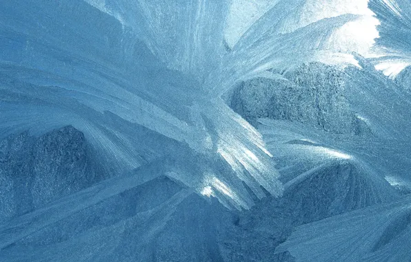 Cold, winter, frost, glass, light, snow, line, pattern