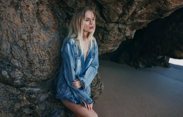 Girl, rocks, model, hair, shirt, Pedro Courelas
