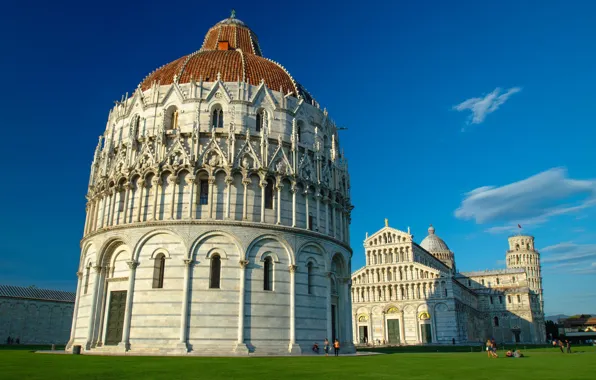 Italy, Pisa, Cathedral, the baptistery, the leaning tower