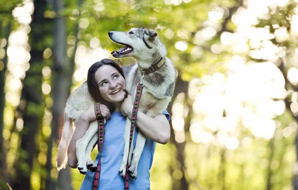 Picture mood, dog, girl