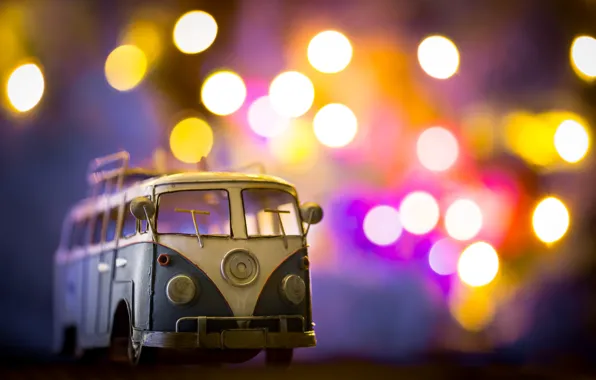 Machine, light, lights, glare, toy, bus, machine, bokeh