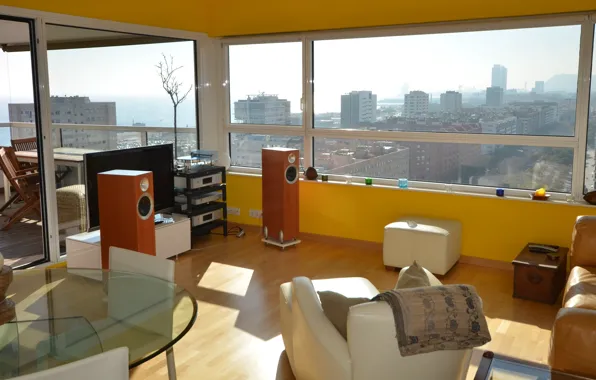 Wallpaper design, style, room, Windows, interior, megapolis, living ...