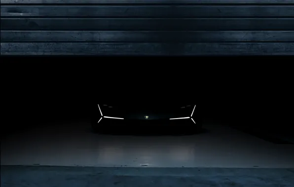 Picture darkness, Lamborghini, front view, 2017, The Third Millennium Concept