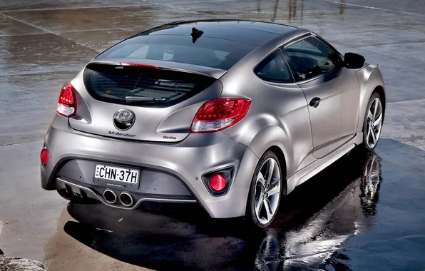 Machine, grey, Hyundai, Hyundai, Turbo, back, Veloster