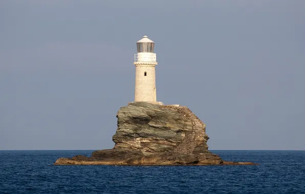 Lighthouse, Greece, Greece, The Aegean sea, Tourlitis Lighthouse, the island of Andros, Andros Island