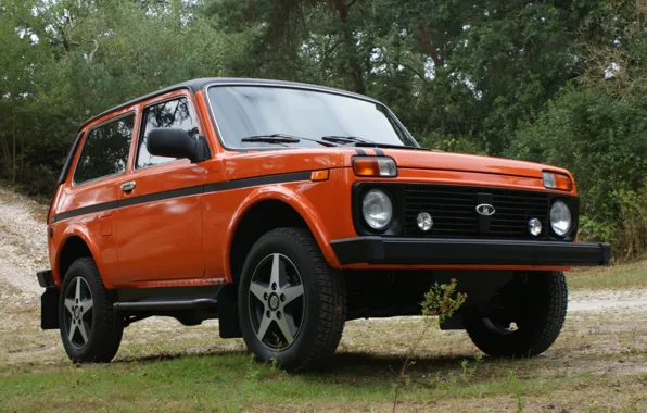 Picture forest, orange, background, tuning, jeep, SUV, Lada, tuning