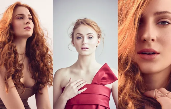 Look, girl, decoration, face, hair, ring, Sophie Turner, Sophie Turner