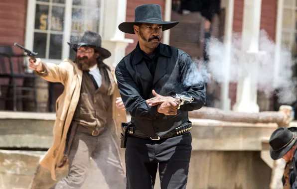 Gun, shooting, men, The Magnificent Seven