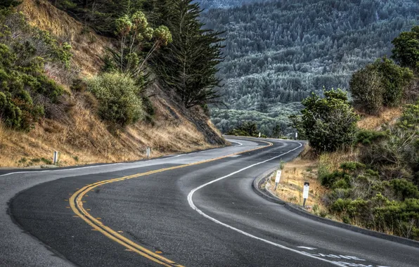 Road, landscape, mountains