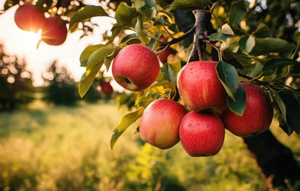 Nature, apples, garden, harvest, fruit, red, fruit, Apple