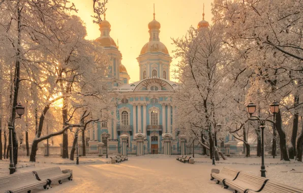 Winter, snow, temple