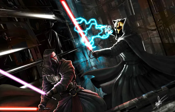 Zipper, Star Wars, art, mask, star wars, lightsabers, Darth Nihilus, Darth Revan