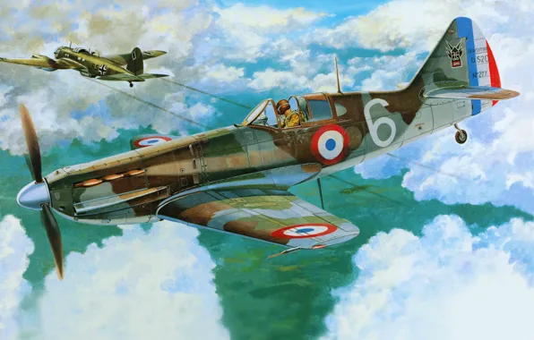 The plane, fighter, art, BBC, France, French, WW2., single