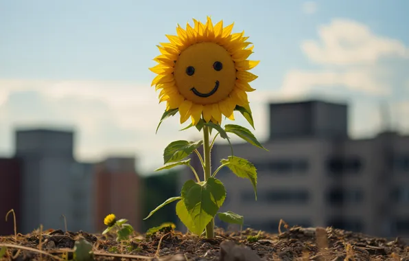 Picture beautiful, sunflower, outdoors
