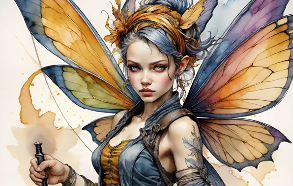 Look, girl, butterfly, portrait, wings, divorce, hands, tattoo