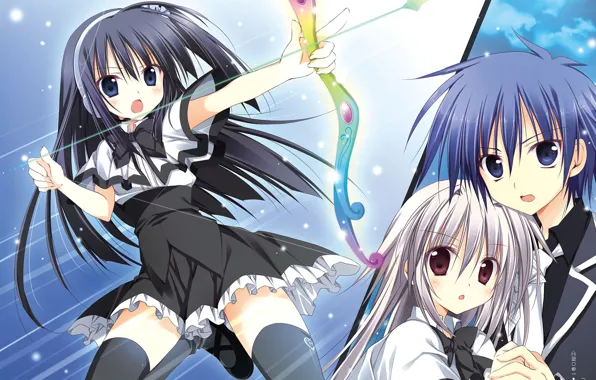 Girls, Bow, Guy, Pair, Art, Juuoumujin no Fafnir