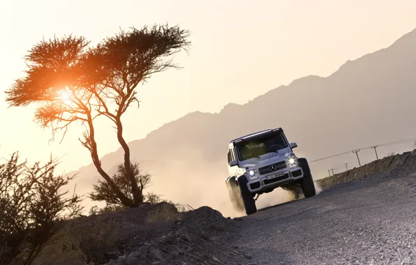 Picture the sun, sunset, Mercedes-Benz, Mercedes, AMG, AMG, G-Class, 6x6